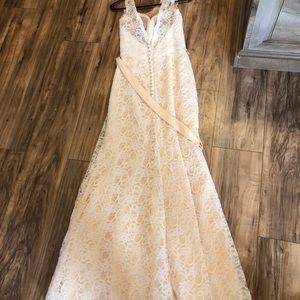 Yellow with white lace overlay dress